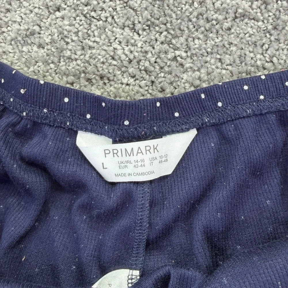 Primark Pajama Shorts Womens L Navy Polka Dot Ribbed